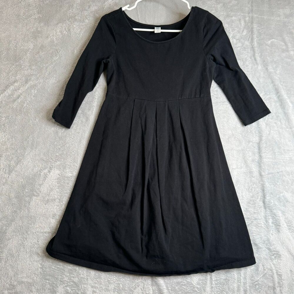 Old Navy Dress Womens XS Black A Line Fit Flare Swing 3/4 Sleeve Maternity Soft